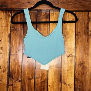 Zara, ribbed cropped tank top, teal, XS-S